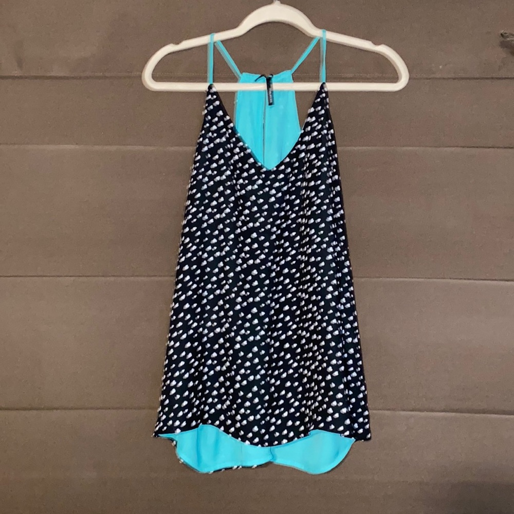 Reversible large aqua and black top